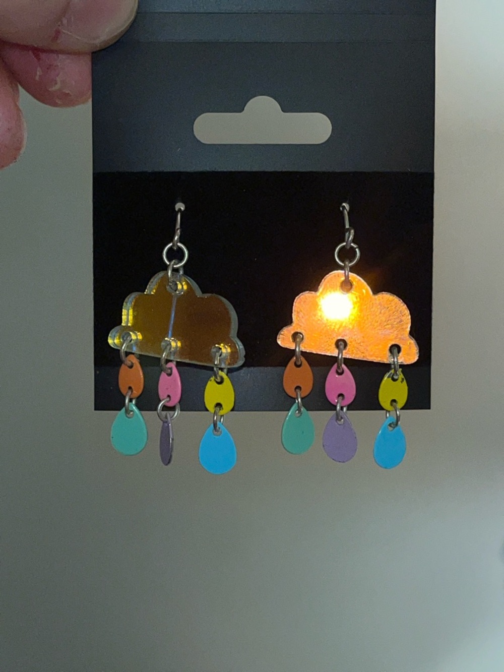 Claire's Blue Cloud Dangle Earrings with Multicolor Raindrops